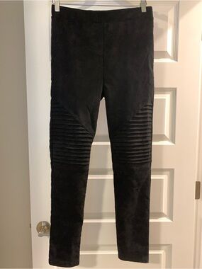 Oober Swank Women's Black Ribbed-Knee Leggings NWT (Size L)